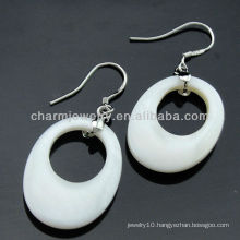 Korean style Genuine Sea shell earrings White Color with Clear crystal FE-004